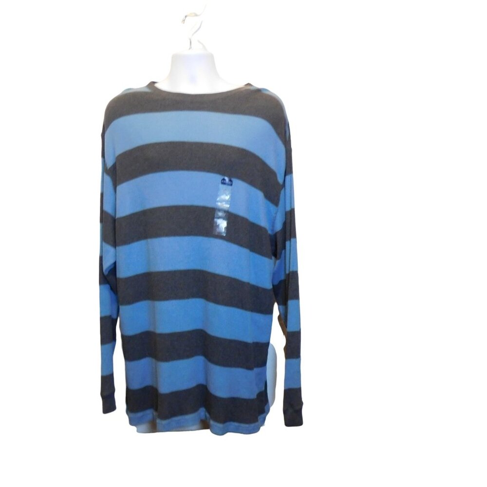 Men's St.John's Bay Blue/Gray Stripes Long Sleeve Shirt Sz. 2XL NWT